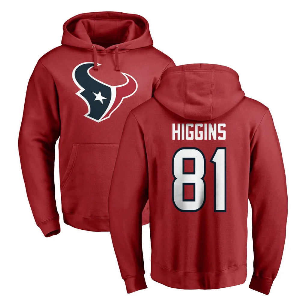 Parkc H.Texans #81 Jayden Higgins Player Red Pro Line Pullover Hoodie Limited Game Stitched Jerseys