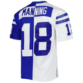 Parkc IN.Colts #18 Peyton Manning Mitchell & Ness Royal White 1998 Split Legacy Replica Stitched Puhic Jersey
