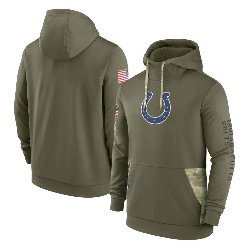 Parkc IN.Colts Olive Salute To Service Hoodies Limited Blank Player Stitched Jerseys