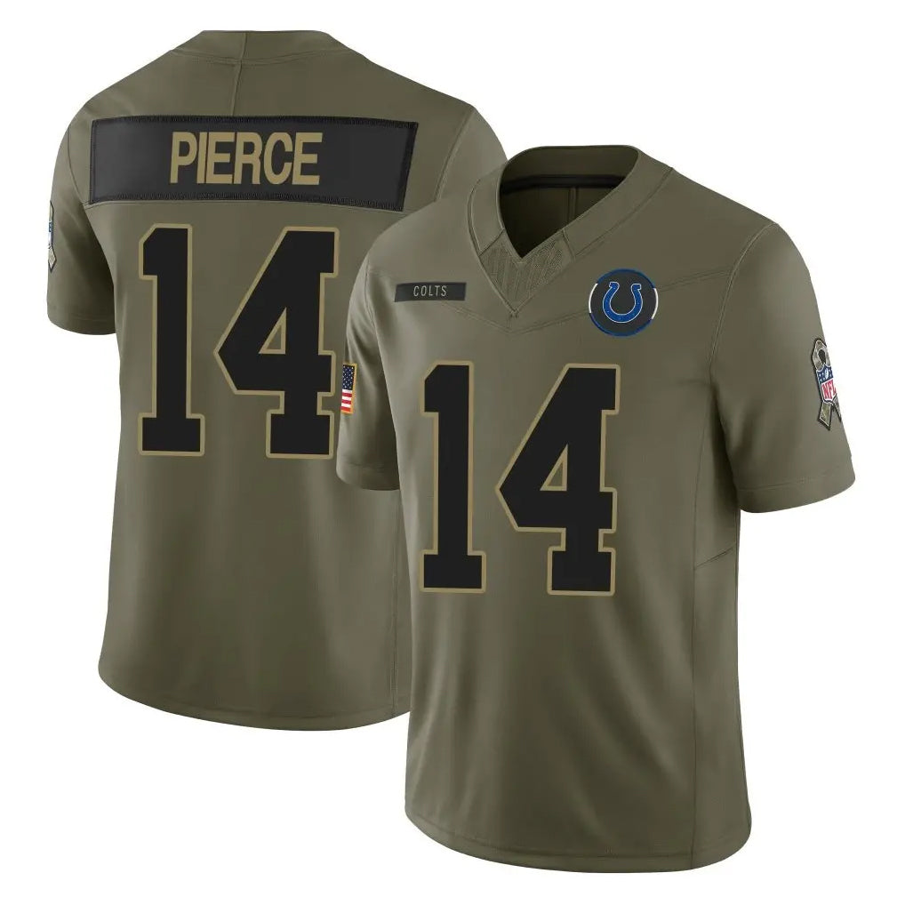 Parkc IN.Colts #14 Alec Pierce Player Olive 2025 Salute To Service Limited Game Stitched Jerseys
