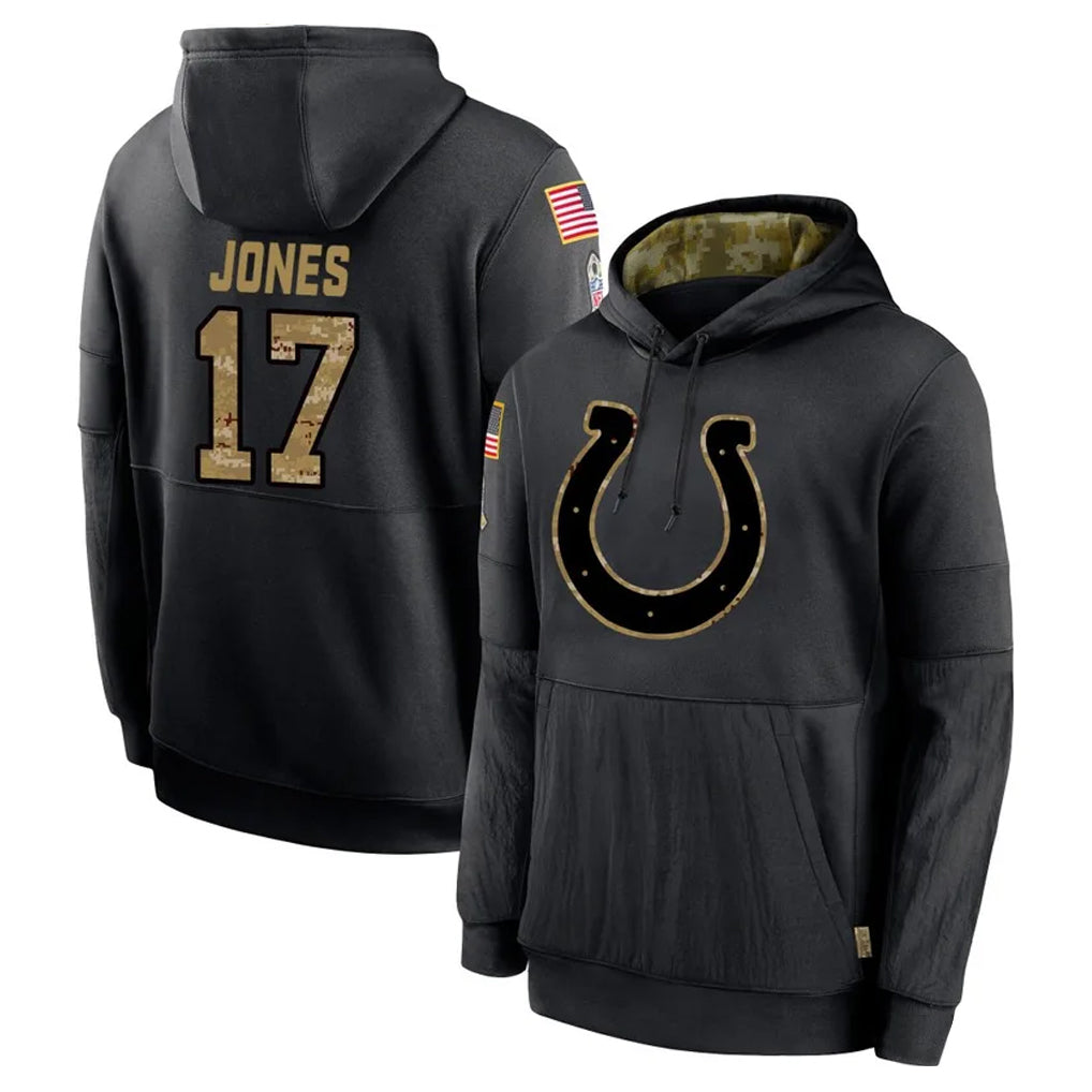 Parkc IN.Colts #17 Daniel Jones Player Black Salute to Service Hoodies Limited Game Stitched Jerseys