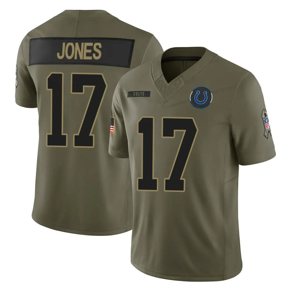 Parkc IN.Colts #17 Daniel Jones Player Olive 2025 Salute To Service Limited Game Stitched Jerseys
