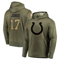 Parkc IN.Colts #17 Daniel Jones Player Olive Salute to Service Pullover Hoodies Home Game Stitched Jerseys