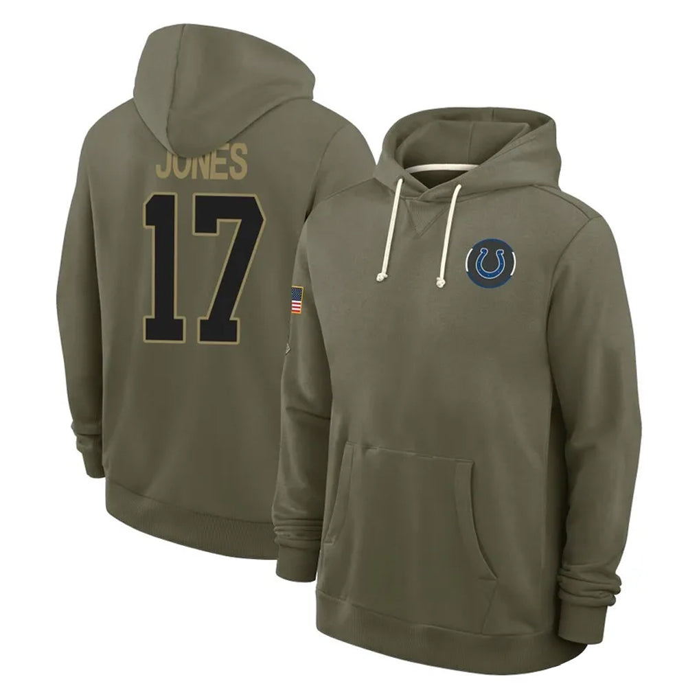 Parkc IN.Colts #17 Daniel Jones Player Olive Salute to Service Pullover Hoodies Limited Stitched Jerseys