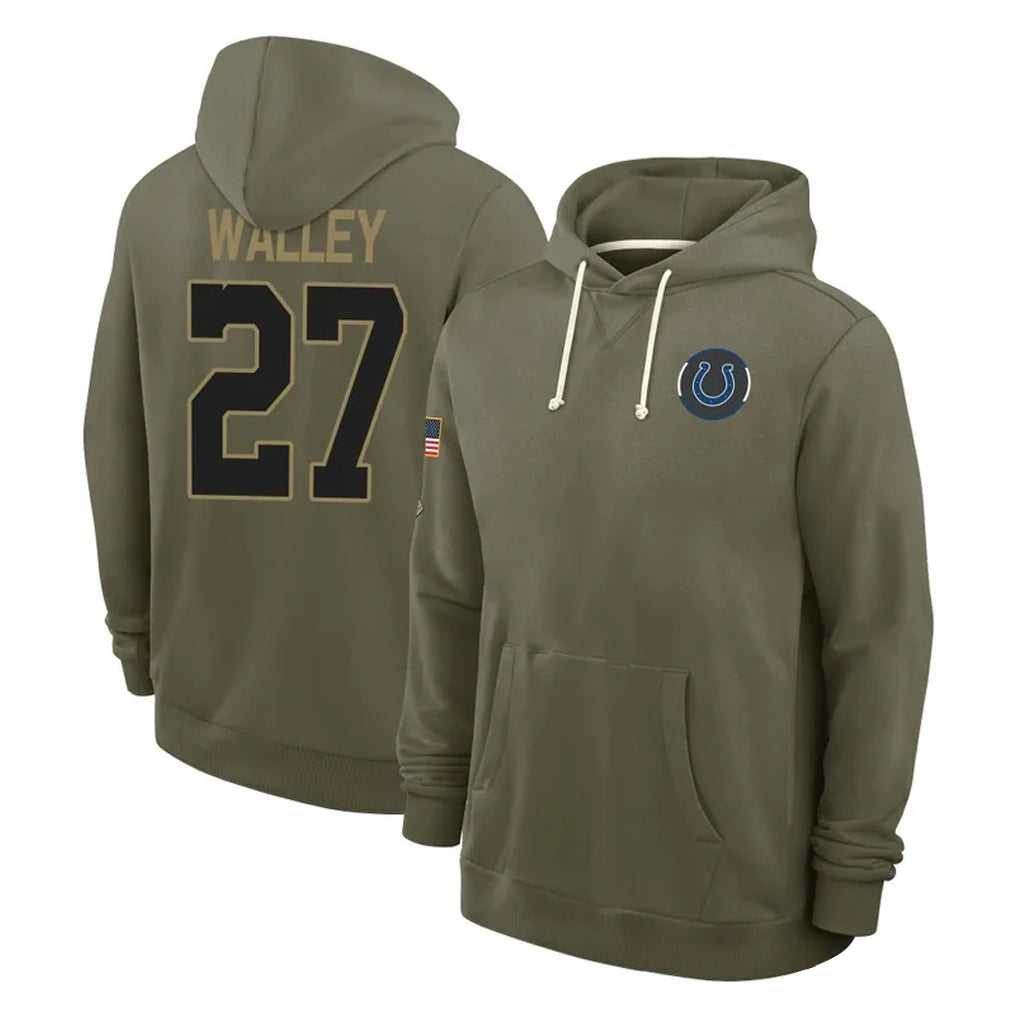 Parkc IN.Colts #27 Justin Walley Player Olive Salute to Service Pullover Hoodies Limited Stitched Jerseys