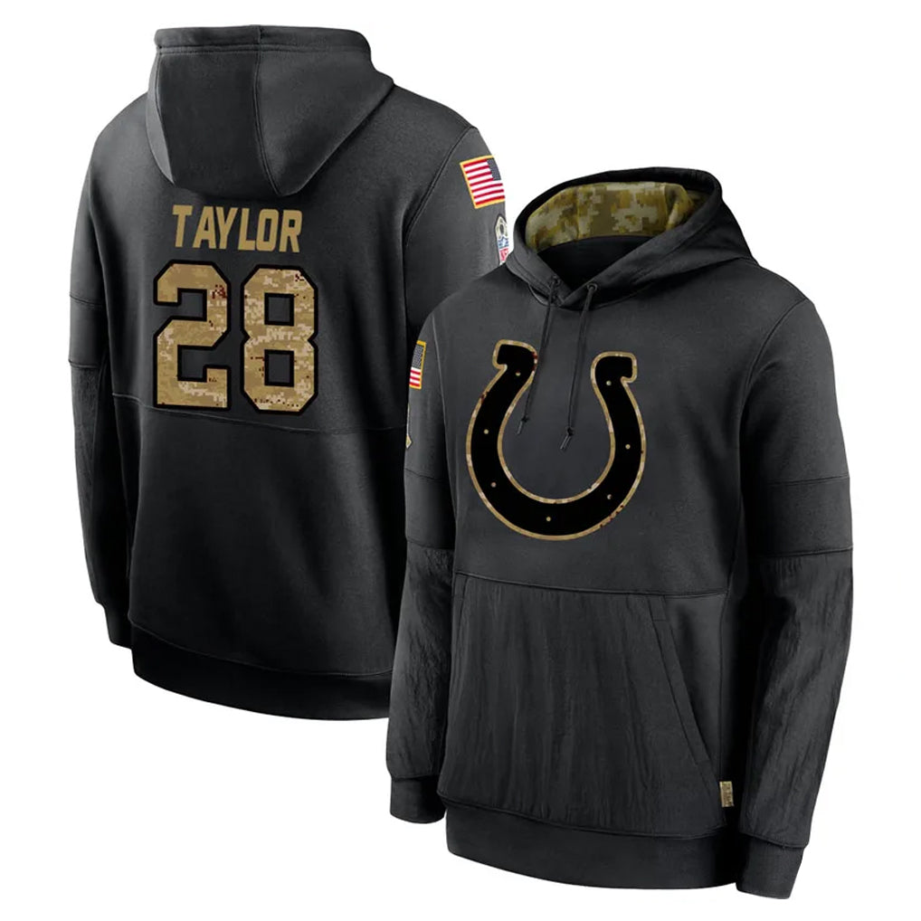 Parkc IN.Colts #28 Jonathan Taylor Player Black Salute to Service Hoodies Limited Game Stitched Jerseys