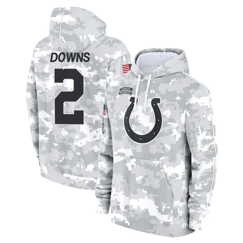 Parkc IN.Colts #2 Josh Downs Player Arctic Camo Salute to Service Hoodies Limited Game Stitched Jerseys