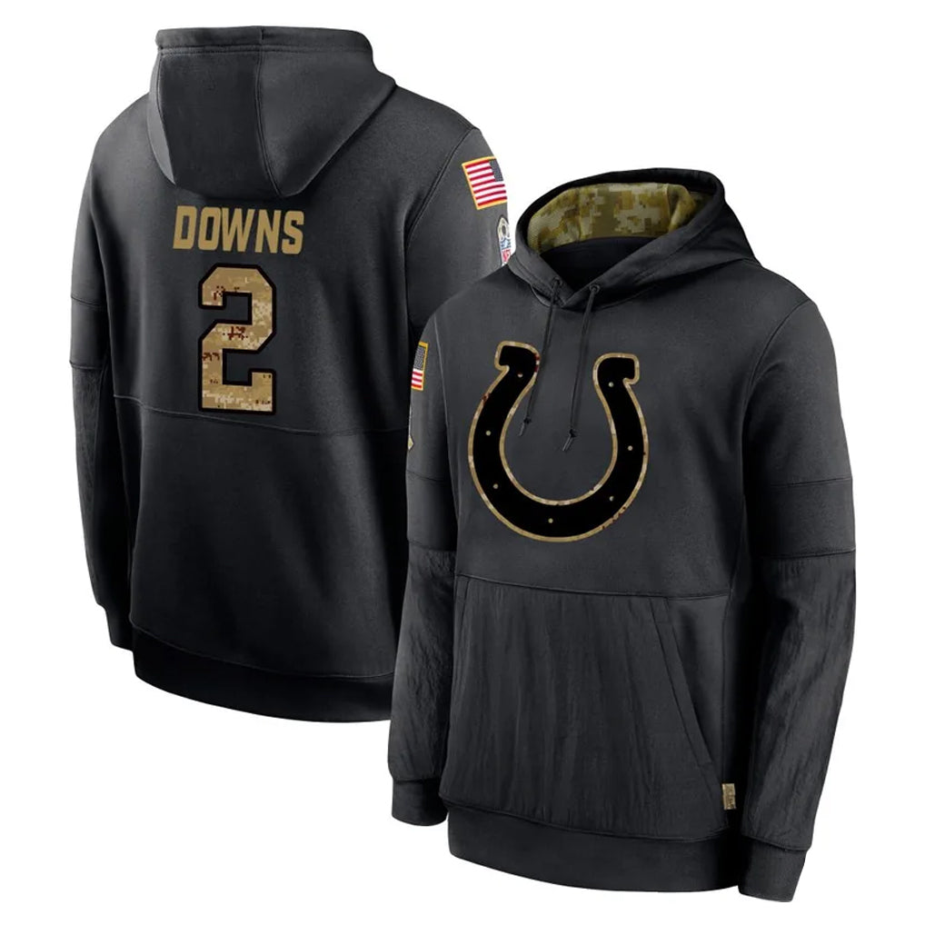 Parkc IN.Colts #2 Josh Downs Player Black Salute to Service Hoodies Limited Game Stitched Jerseys