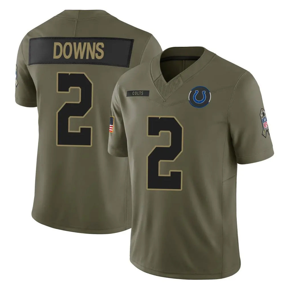 Parkc IN.Colts #2 Josh Downs Player Olive 2025 Salute To Service Limited Game Stitched Jerseys