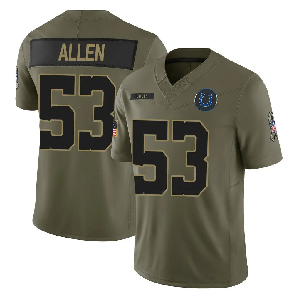 Parkc IN.Colts #53 CJ Allen Player Olive 2025 Salute To Service Limited Game Stitched Jerseys