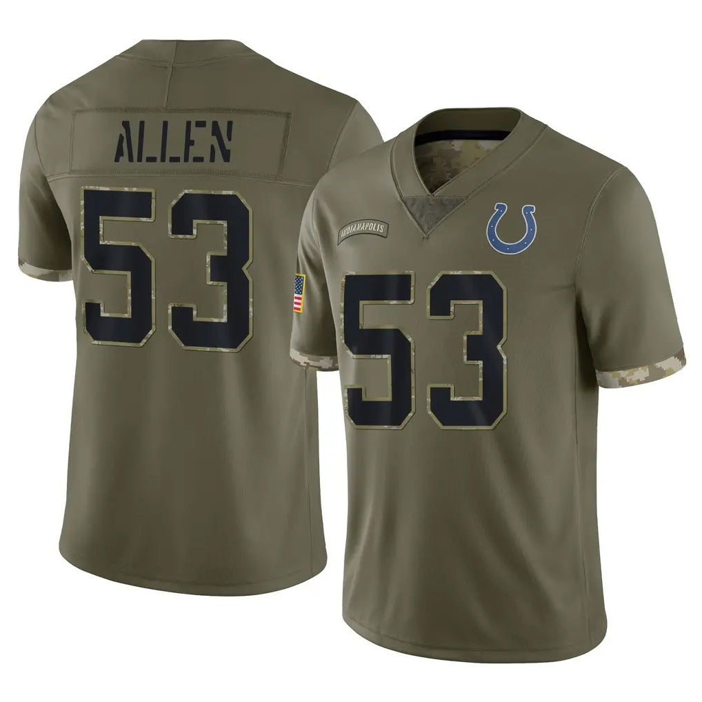 Parkc IN.Colts #53 CJ Allen Player Olive Salute To Service Limited Stitched Jerseys