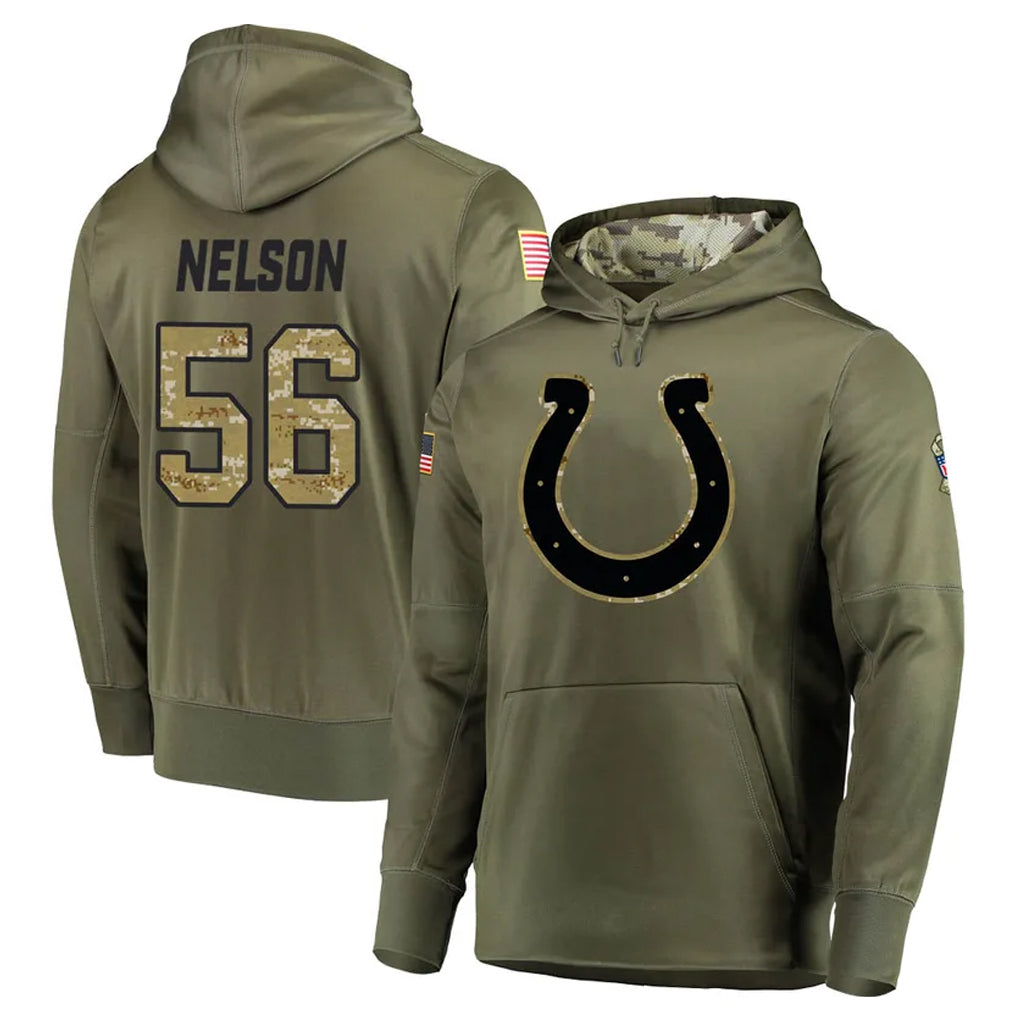 Parkc IN.Colts #56 Quenton Nelson Player Olive Salute to Service Pullover Hoodies Home Game Stitched Jerseys