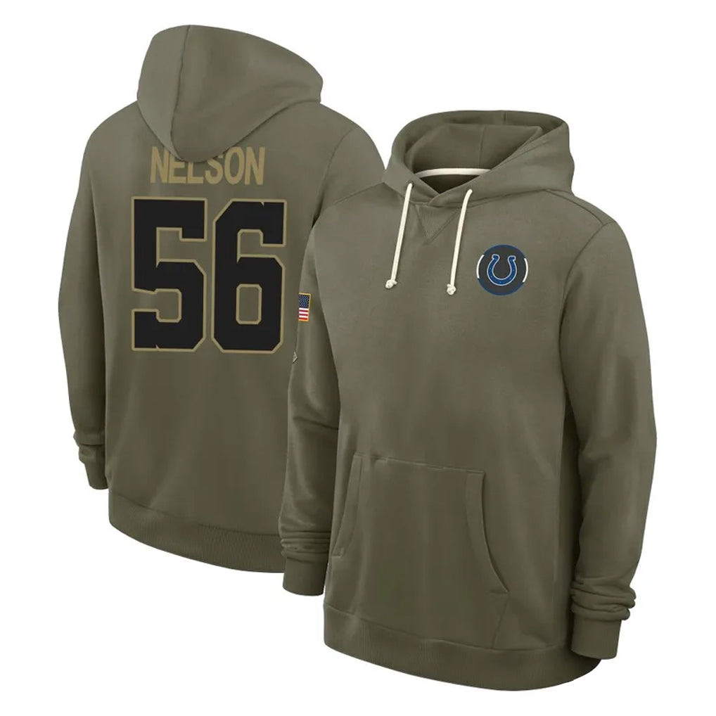 Parkc IN.Colts #56 Quenton Nelson Player Olive Salute to Service Pullover Hoodies Limited Stitched Jerseys