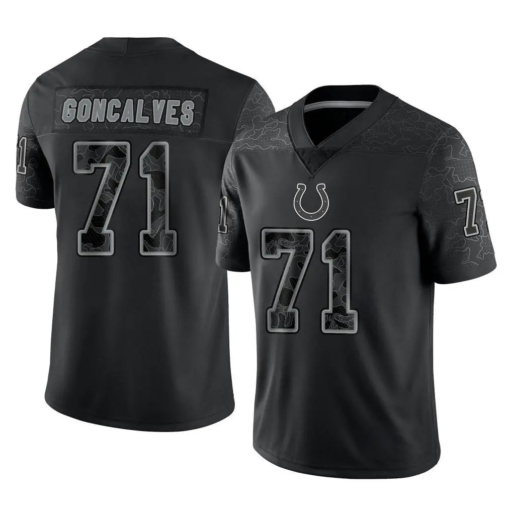 Parkc IN.Colts #71 Matt Goncalves Player Black Reflective Limited Game Stitched Jerseys