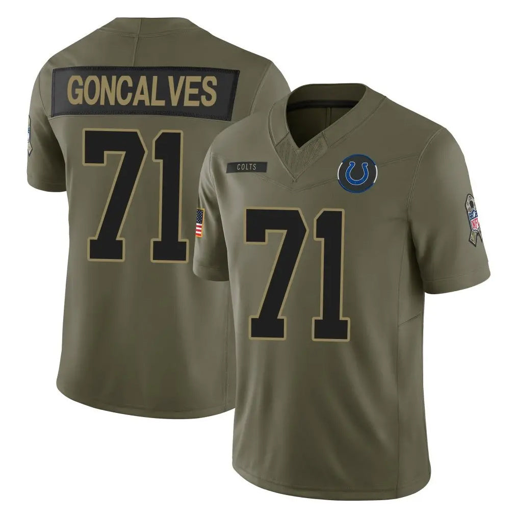 Parkc IN.Colts #71 Matt Goncalves Player Olive 2025 Salute To Service Limited Game Stitched Jerseys