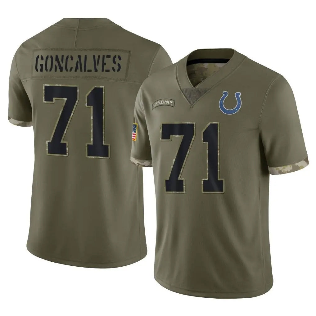 Parkc IN.Colts #71 Matt Goncalves Player Olive Salute To Service Limited Stitched Jerseys