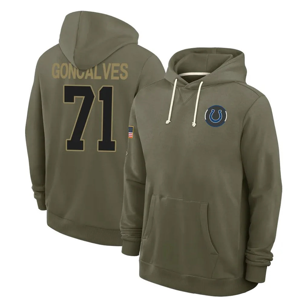 Parkc IN.Colts #71 Matt Goncalves Player Olive Salute to Service Pullover Hoodies Limited Stitched Jerseys