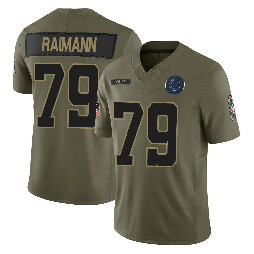 Parkc IN.Colts #79 Bernhard Raimann Player Olive 2025 Salute To Service Limited Game Stitched Jerseys