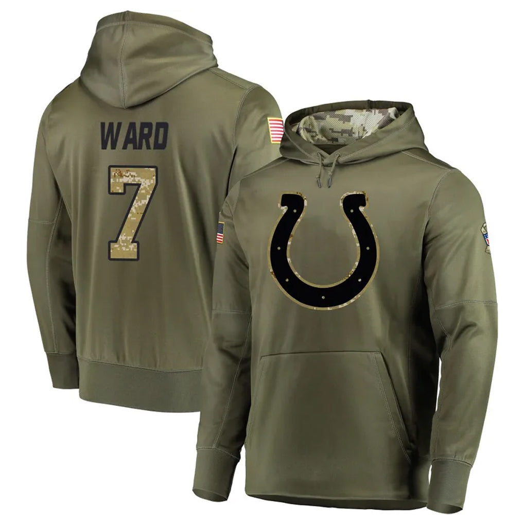 Parkc IN.Colts #7 Charvarius Ward Sr. Player Olive Salute to Service Pullover Hoodies Home Game Stitched Jerseys