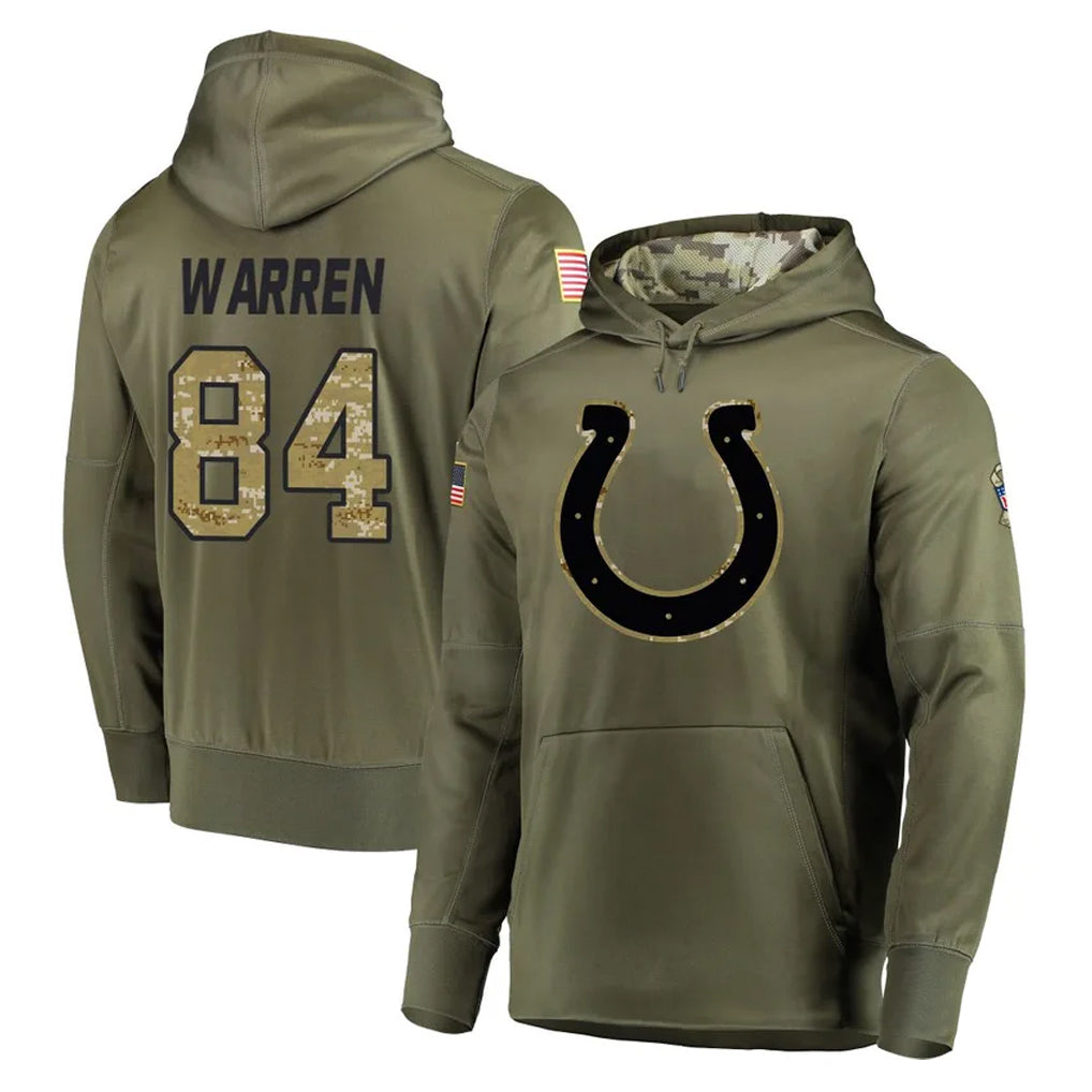 Parkc IN.Colts #84 Tyler Warren Player Olive Salute to Service Pullover Hoodies Home Game Stitched Jerseys