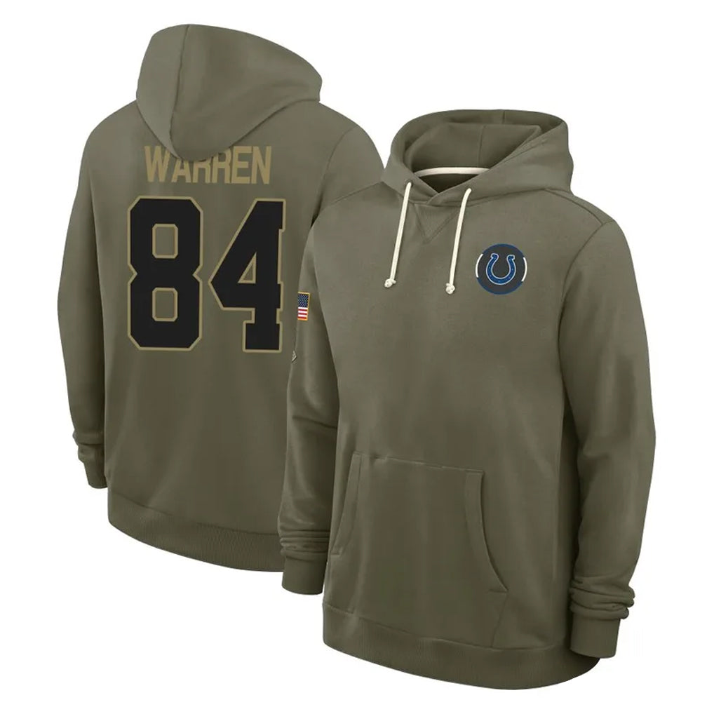 Parkc IN.Colts #84 Tyler Warren Player Olive Salute to Service Pullover Hoodies Limited Stitched Jerseys