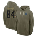 Parkc IN.Colts #84 Tyler Warren Player Olive Salute to Service Pullover Hoodies Limited Stitched Jerseys