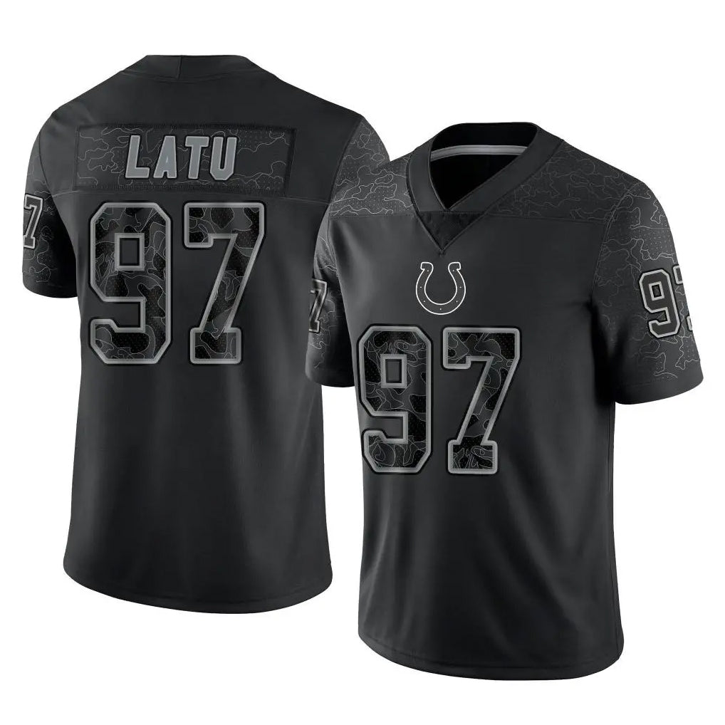 Parkc IN.Colts #97 Laiatu Latu Player Black Reflective Limited Game Stitched Jerseys