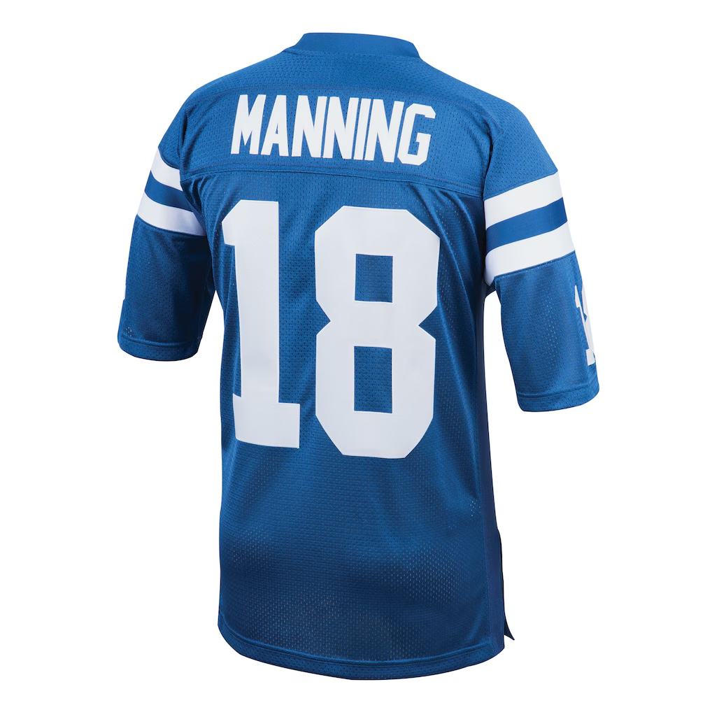 Parkc In.Colts 1998 #18 Peyton Manning Mitchell & Ness Royal Authentic Throwback Retired Player Jersey