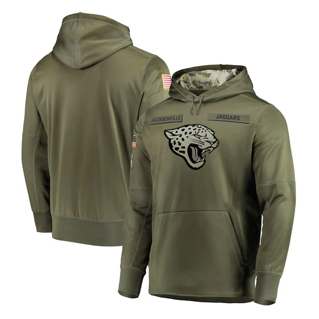 Parkc J.Jaguars Olive Salute to Service Pullover Hoodies Home Game Blank Player Stitched Jerseys