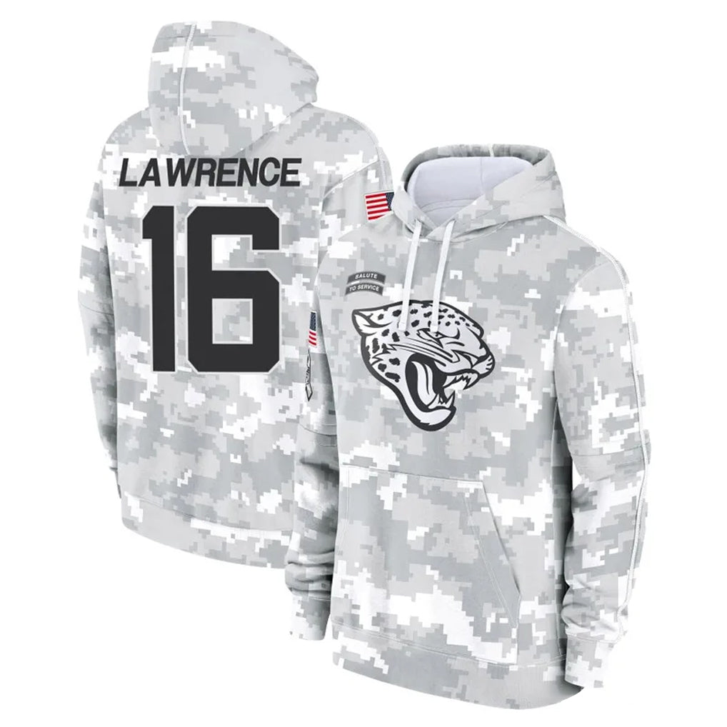 Parkc J.Jaguars #16 Trevor Lawrence Player Arctic Camo Salute to Service Hoodies Limited Game Stitched Jerseys