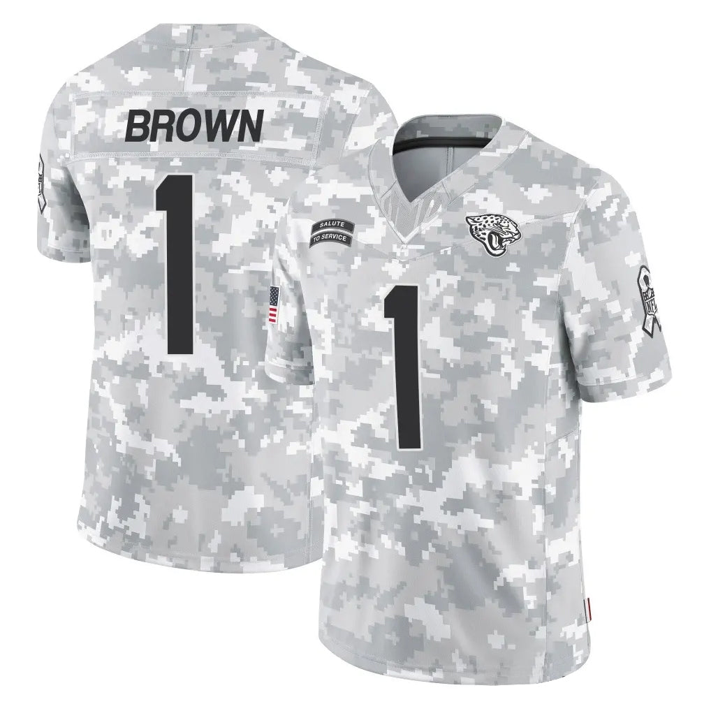Parkc J.Jaguars #1 Montaric Brown Player Arctic Camo Salute To Service Limited Game Stitched Jerseys