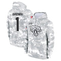 Parkc J.Jaguars #1 Montaric Brown Player Arctic Camo Salute to Service Hoodies Limited Game Stitched Jerseys