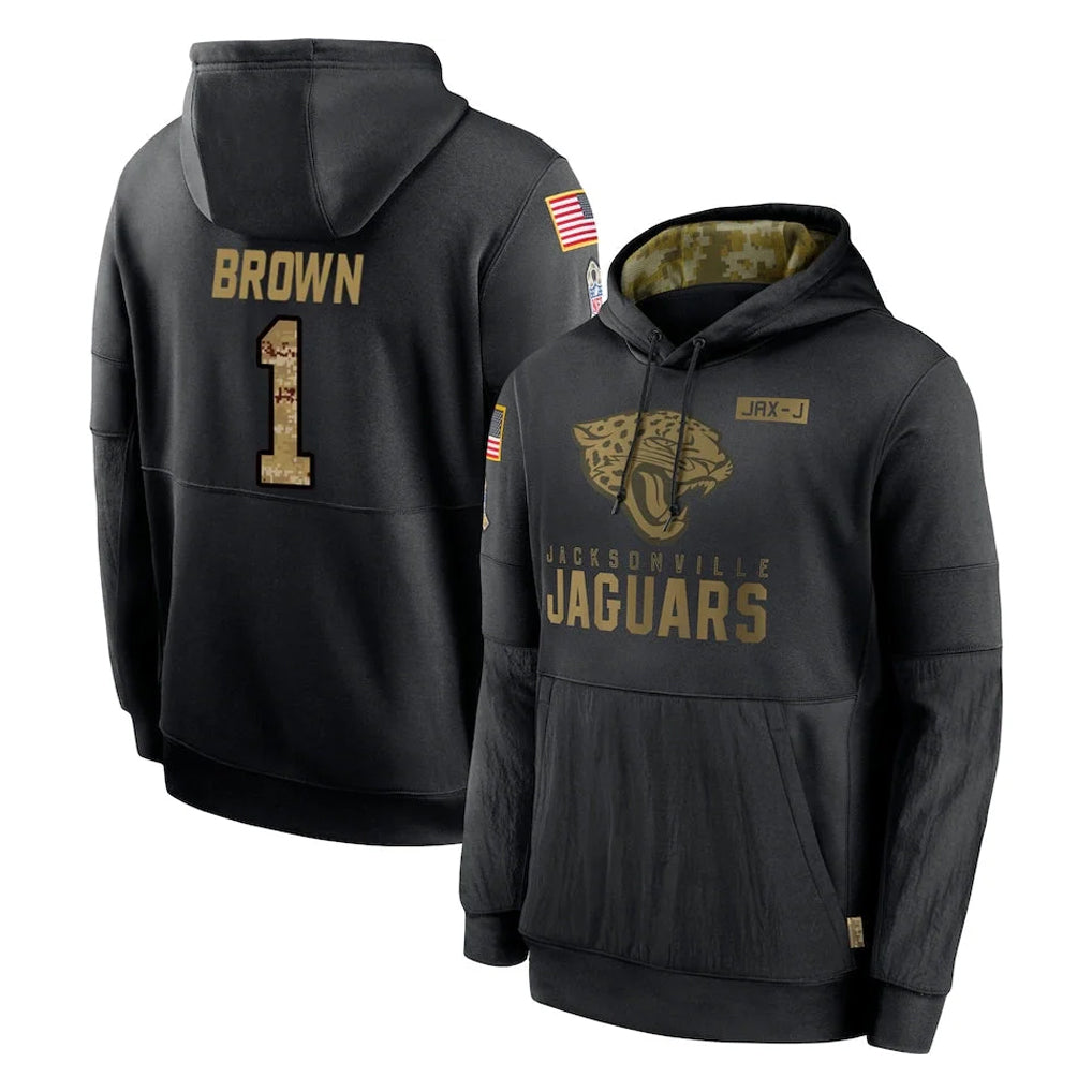 Parkc J.Jaguars #1 Montaric Brown Player Black Salute to Service Hoodies Limited Game Stitched Jerseys