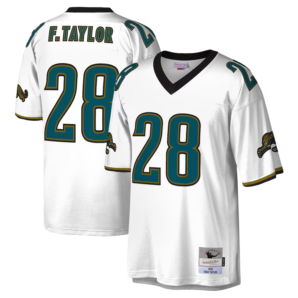 Parkc J.Jaguars #28 Fred Taylor Player White Mitchell & Ness Legacy Home Game Stitched Jerseys