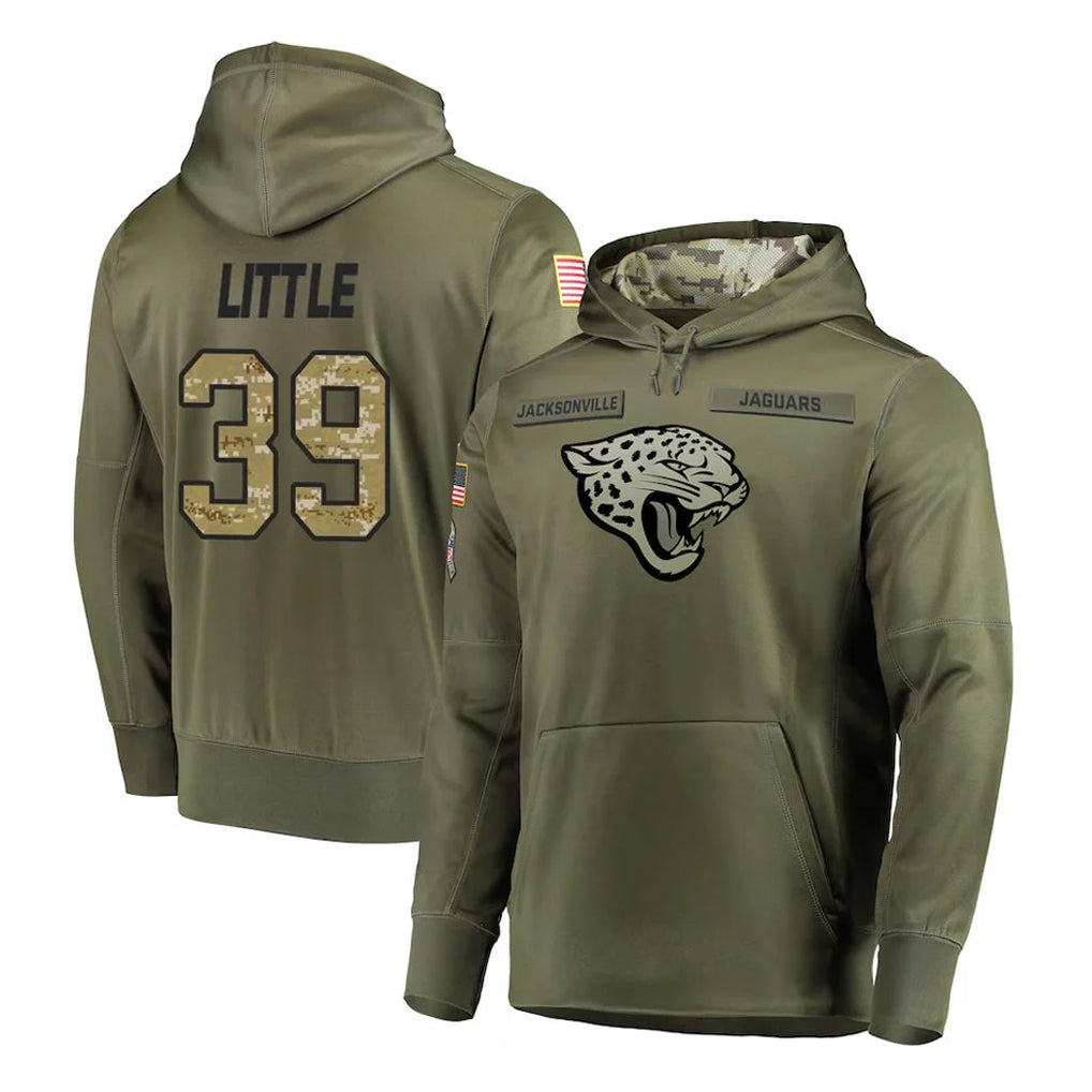 Parkc J.Jaguars #39 Cam Little Player Olive Salute to Service Pullover Hoodies Home Game Stitched Jerseys