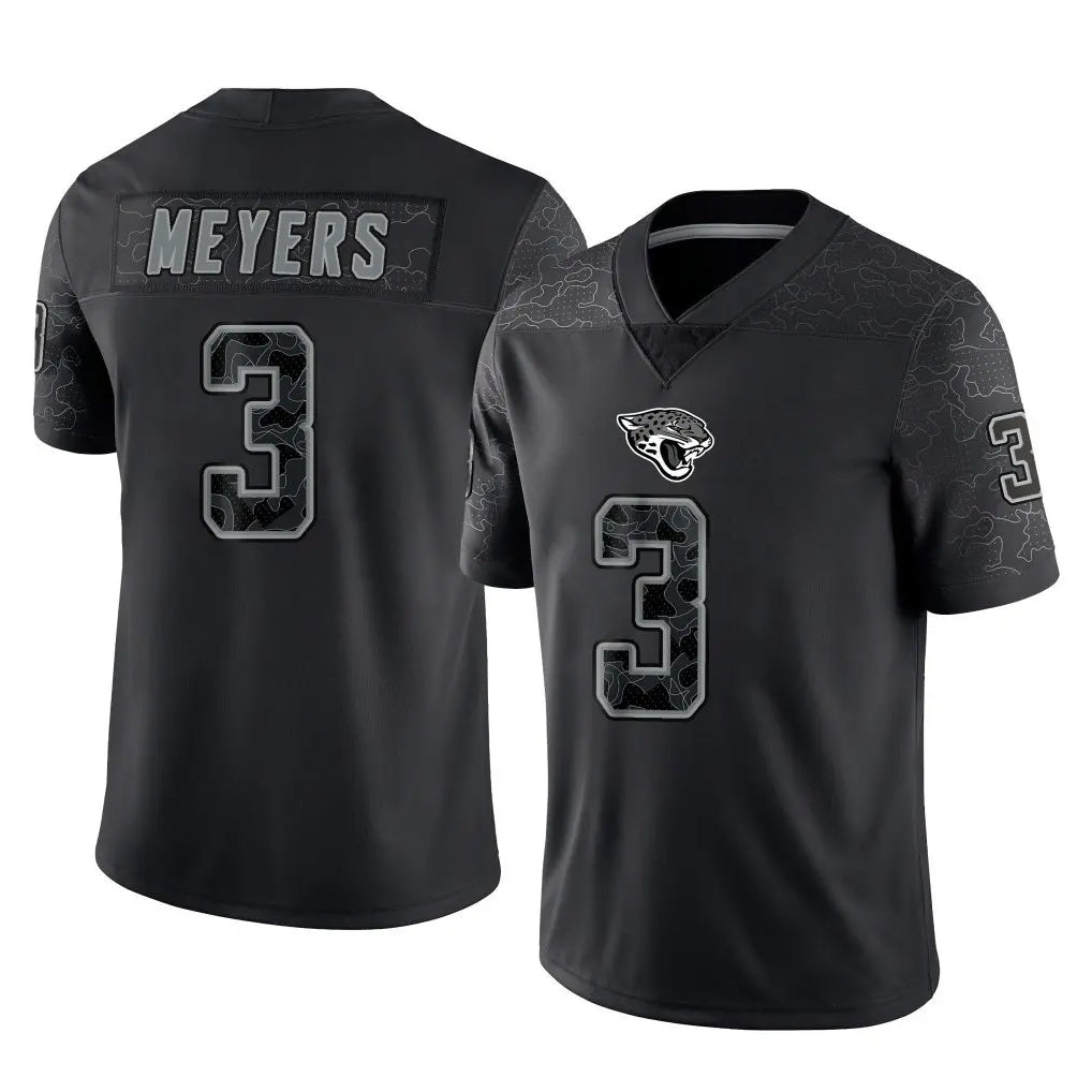 Parkc J.Jaguars #3 Jakobi Meyers Player Black Reflective Limited Game Stitched Jerseys