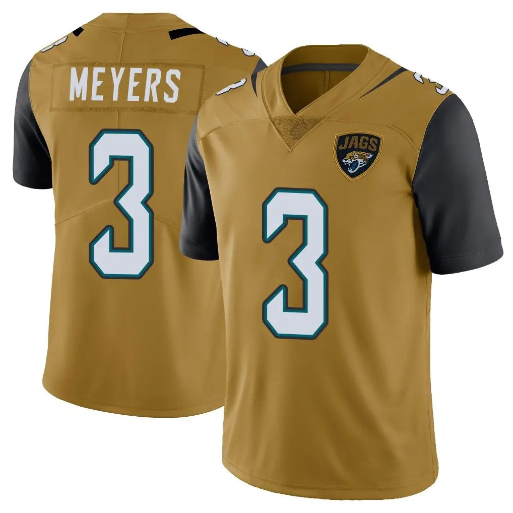 Parkc J.Jaguars #3 Jakobi Meyers Player Gold Vapor Limited Home Game Stitched Jerseys
