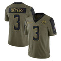 Parkc J.Jaguars #3 Jakobi Meyers Player Olive Salute To Service Limited Game Stitched Jerseys