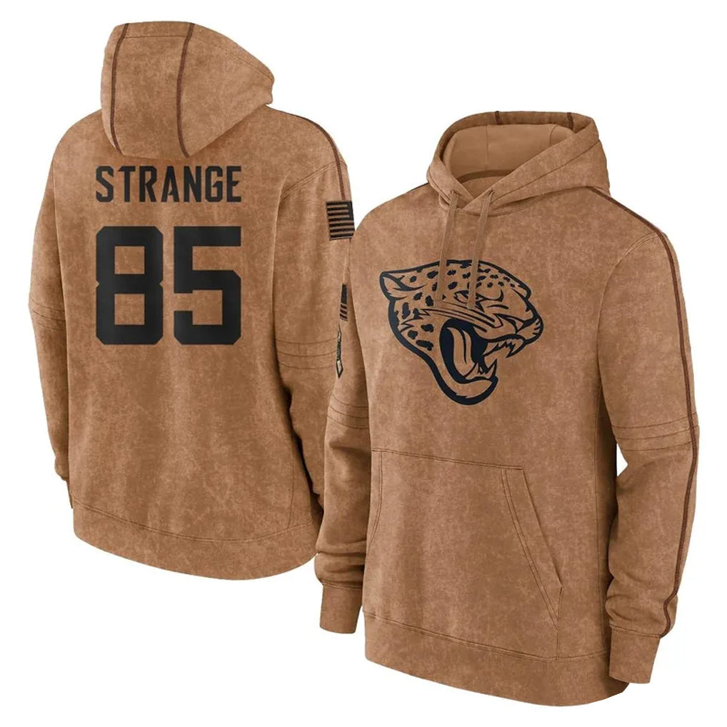 Parkc J.Jaguars #85 Brenton Strange Player Brown Salute to Service Hoodies Limited Game Stitched Jerseys