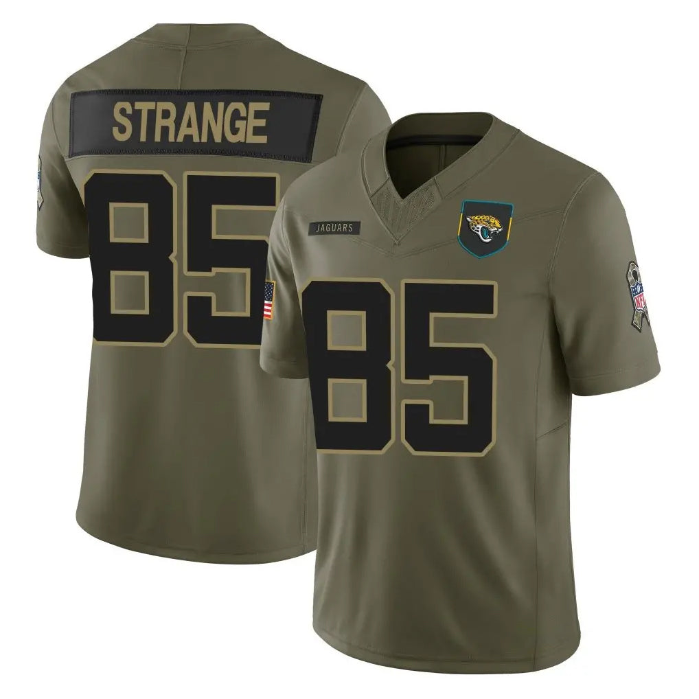 Parkc J.Jaguars #85 Brenton Strange Player Olive 2025 Salute To Service Limited Game Stitched Jerseys