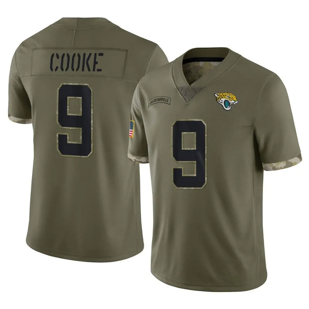 Parkc J.Jaguars #9 Logan Cooke Player Olive Salute To Service Limited Stitched Jerseys