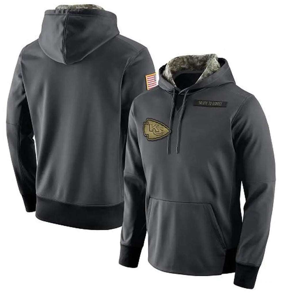 Parkc KC.Chiefs Gray Salute to Service Hoodies Limited Game Blank Player Stitched Jerseys