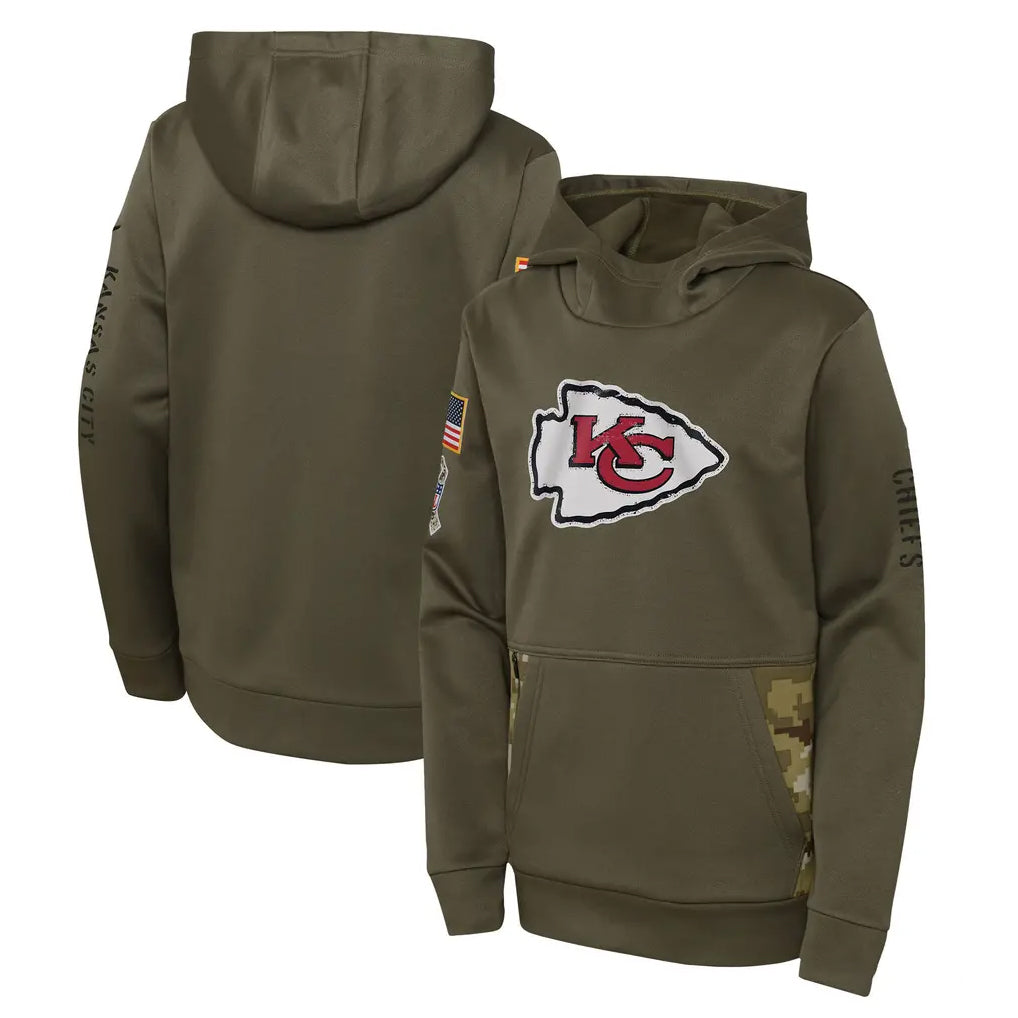 Parkc KC.Chiefs Olive Salute to Service Therma Performance Pullover Hoodie Limited Game Stitched Jerseys