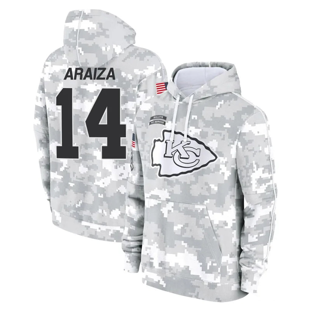 Parkc KC.Chiefs #14 Matt Araiza Player Arctic Camo Salute to Service Hoodies Limited Game Stitched Jerseys