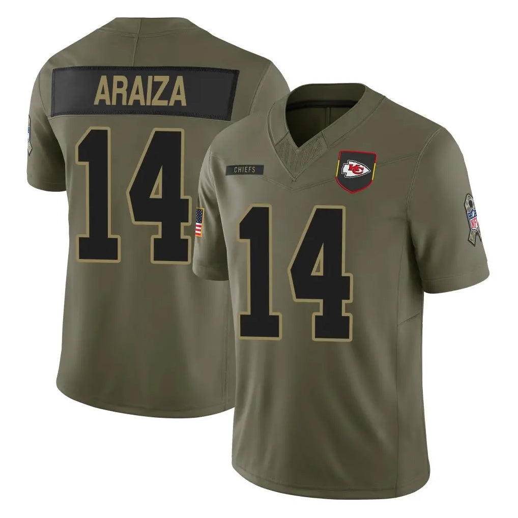 Parkc KC.Chiefs #14 Matt Araiza Player Olive 2025 Salute To Service Limited Game Stitched Jerseys