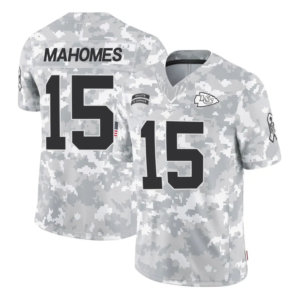 Parkc KC.Chiefs #15 Patrick Mahomes Player Arctic Camo Salute To Service Limited Game Stitched Jerseys