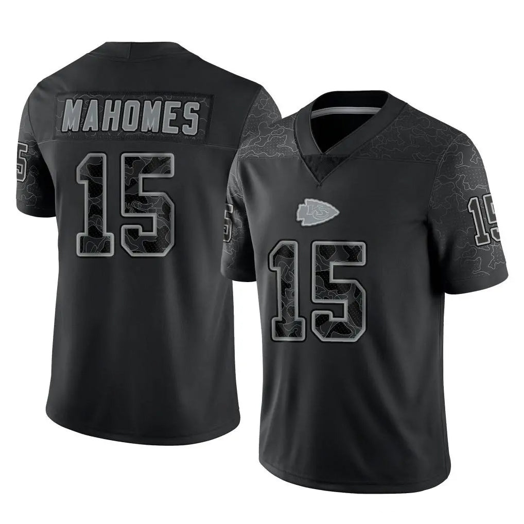 Parkc KC.Chiefs #15 Patrick Mahomes Player Black Limited Reflective Game Stitched Jerseys