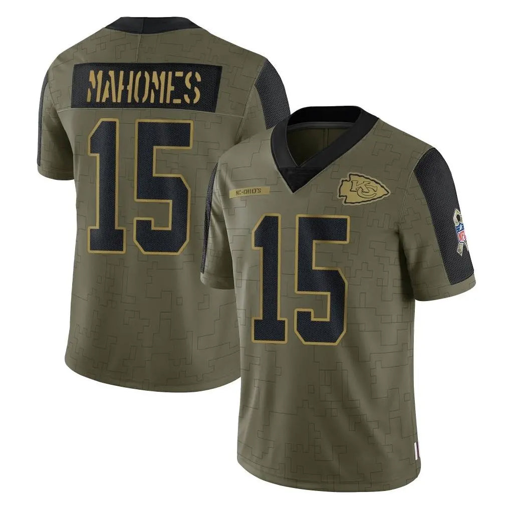 Parkc KC.Chiefs #15 Patrick Mahomes Player Olive Salute To Service Limited Game Stitched Jerseys