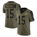 Parkc KC.Chiefs #15 Patrick Mahomes Player Olive Salute To Service Limited Game Stitched Jerseys