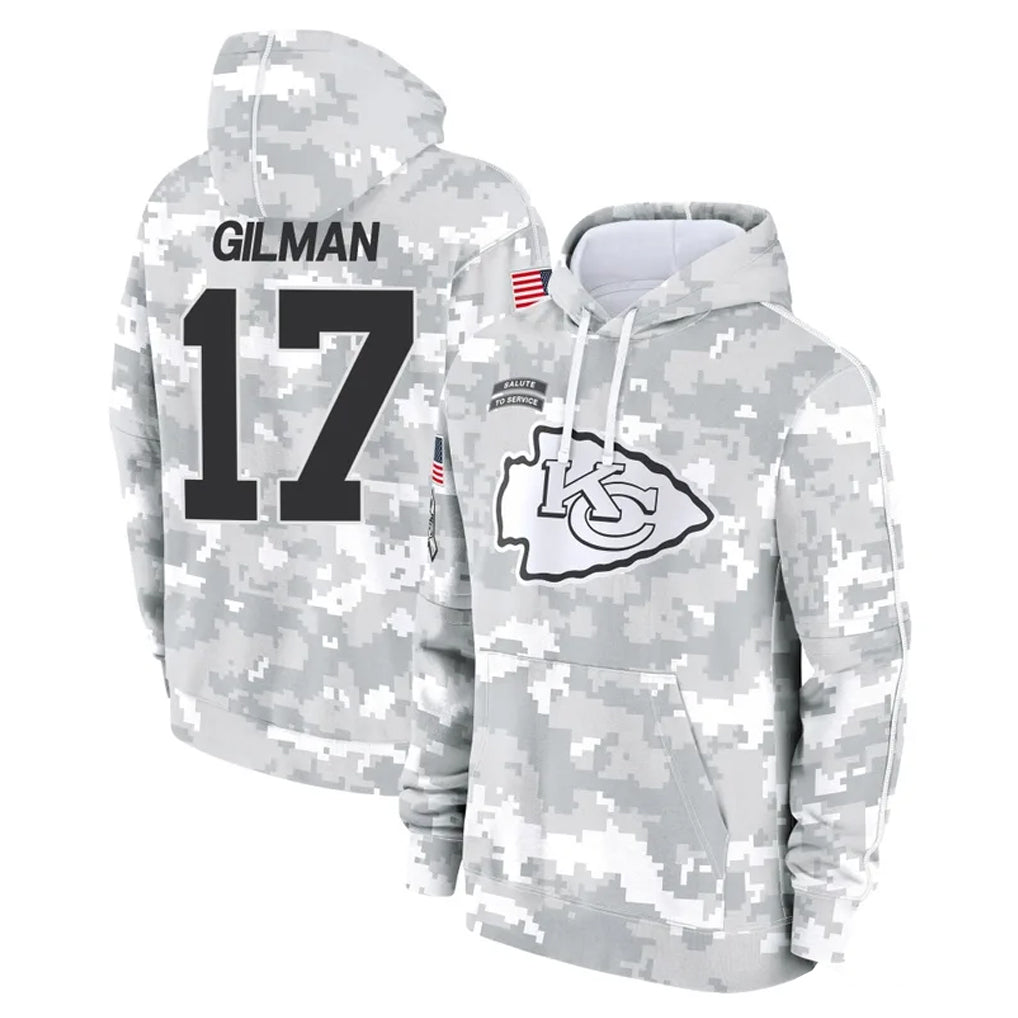 Parkc KC.Chiefs #17 Alohi Gilman Player Arctic Camo Salute to Service Hoodies Limited Game Stitched Jerseys